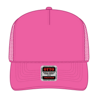 OTTO 39-165 5 Panel High Crown Mesh Back Trucker Cap - N. Pink - N. Pink / 6 1/2’’ - 7 5/8’’