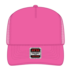 OTTO 39-165 5 Panel High Crown Mesh Back Trucker Cap - N. Pink - N. Pink / 6 1/2’’ - 7 5/8’’