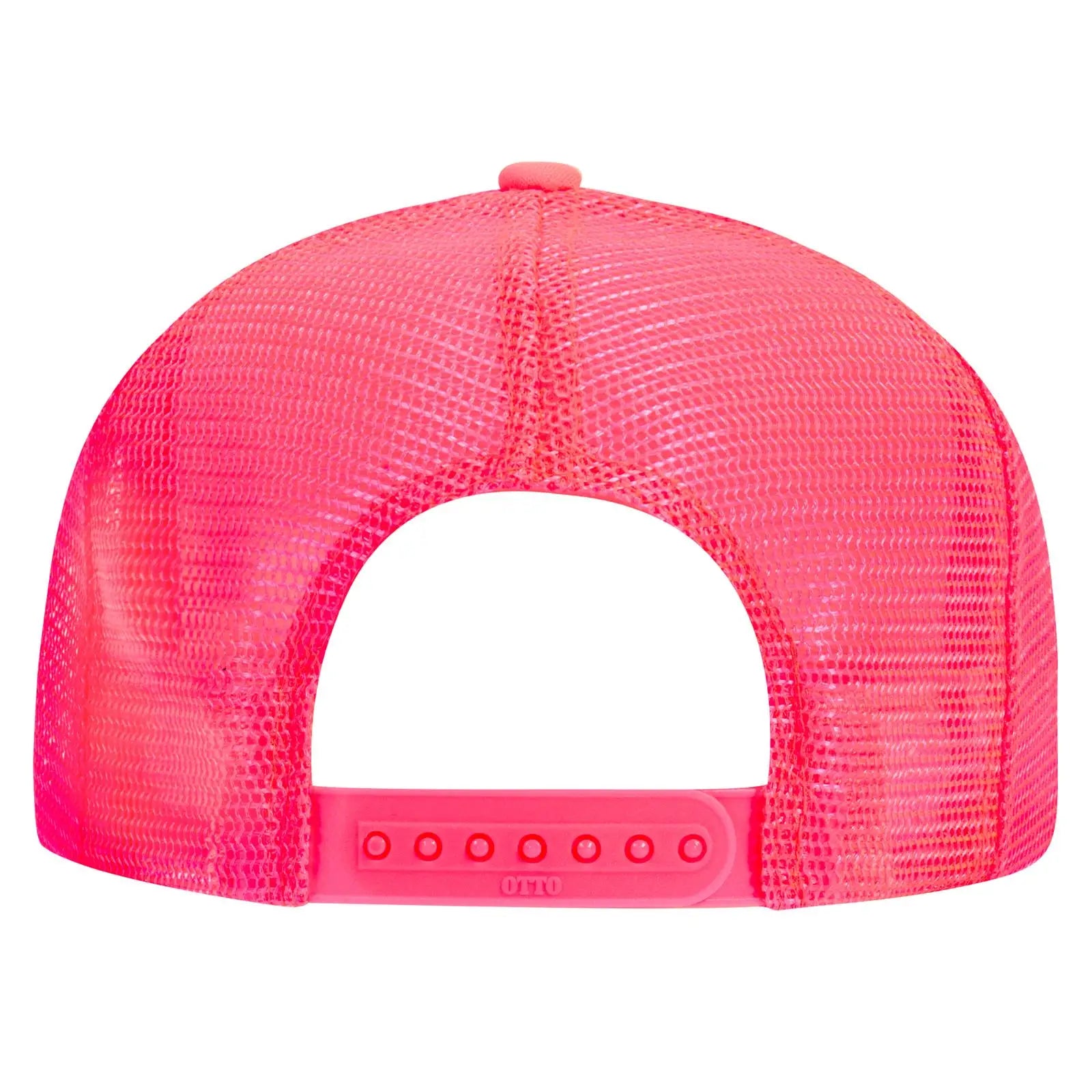 OTTO 39-165 5 Panel High Crown Mesh Back Trucker Cap - N. Pink - N. Pink / 6 1/2’’ - 7 5/8’’