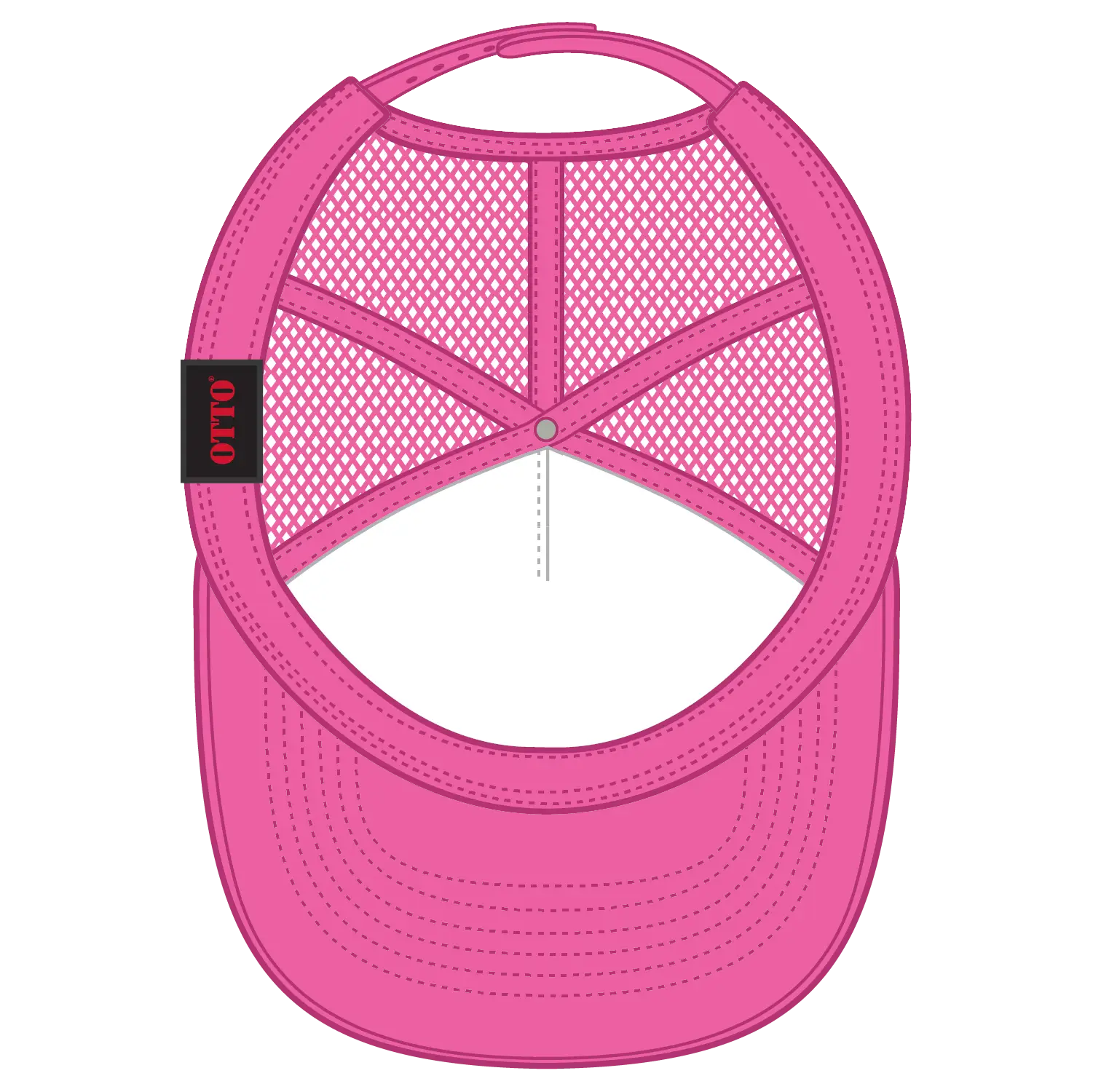 OTTO 39-165 5 Panel High Crown Mesh Back Trucker Cap - N. Pink - N. Pink / 6 1/2’’ - 7 5/8’’