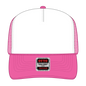 OTTO 39-165 5 Panel High Crown Mesh Back Trucker Cap - N.Pnk/Wht/N.Pnk - N.Pnk/Wht/N.Pnk / 6 1/2’’ - 7 5/8’’