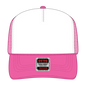 OTTO 39-165 5 Panel High Crown Mesh Back Trucker Cap - N.Pnk/Wht/N.Pnk - N.Pnk/Wht/N.Pnk / 6’’ - 7 1/8’’