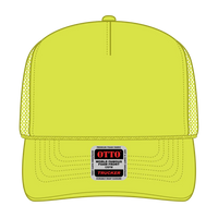 OTTO 39-165 5 Panel High Crown Mesh Back Trucker Cap - N. Yellow - N. Yellow / 6 1/2’’ - 7 5/8’’