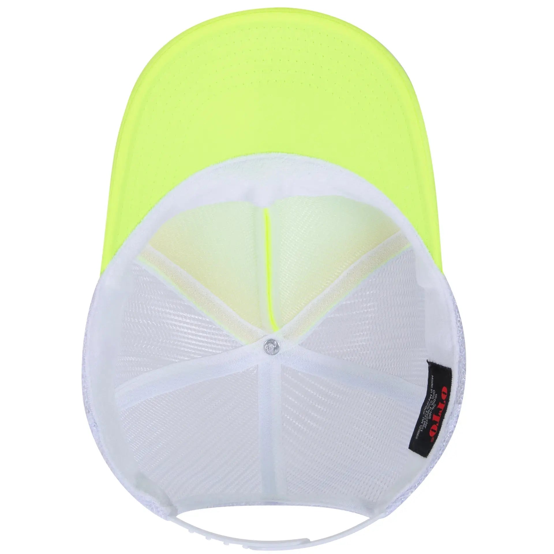 OTTO 39-165 5 Panel High Crown Mesh Back Trucker Cap - N Ylw/N Ylw/Wht - N Ylw/N Ylw/Wht / 6 1/2’’ - 7 5/8’’