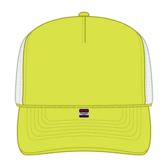 OTTO 39-165 5 Panel High Crown Mesh Back Trucker Cap - N Ylw/N Ylw/Wht - N Ylw/N Ylw/Wht / 6 1/2’’ - 7 5/8’’