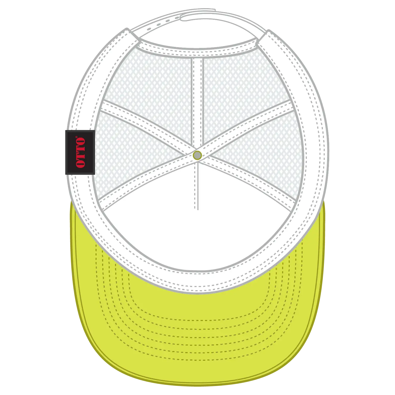 OTTO 39-165 5 Panel High Crown Mesh Back Trucker Cap - N Ylw/N Ylw/Wht - N Ylw/N Ylw/Wht / 6 1/2’’ - 7 5/8’’