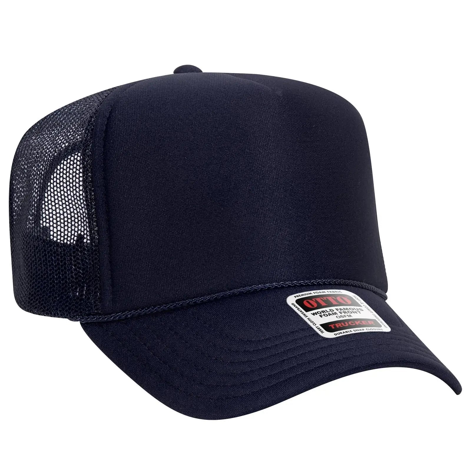 OTTO 39-165 5 Panel High Crown Mesh Back Trucker Cap - Navy