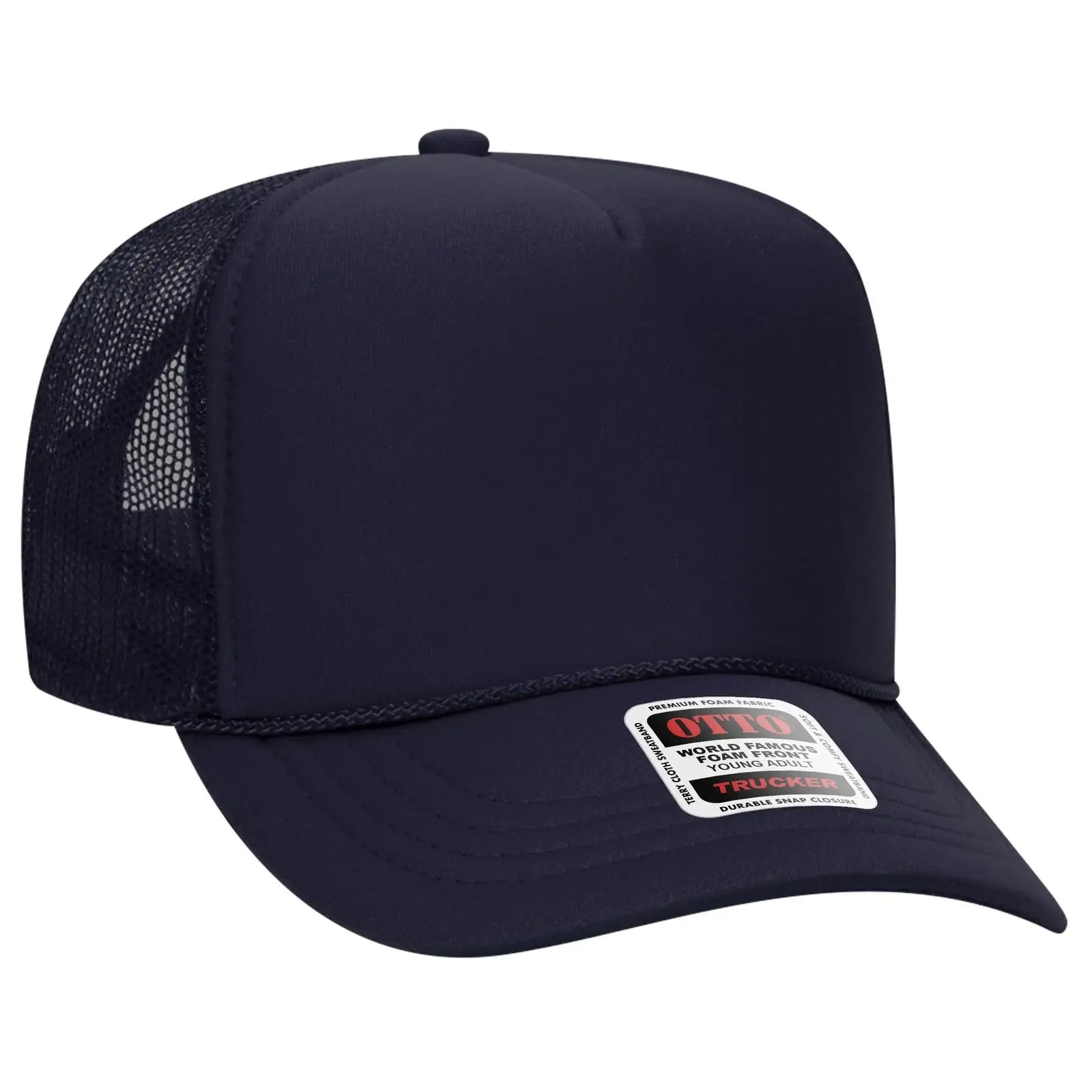 OTTO 39-165 5 Panel High Crown Mesh Back Trucker Cap - Navy