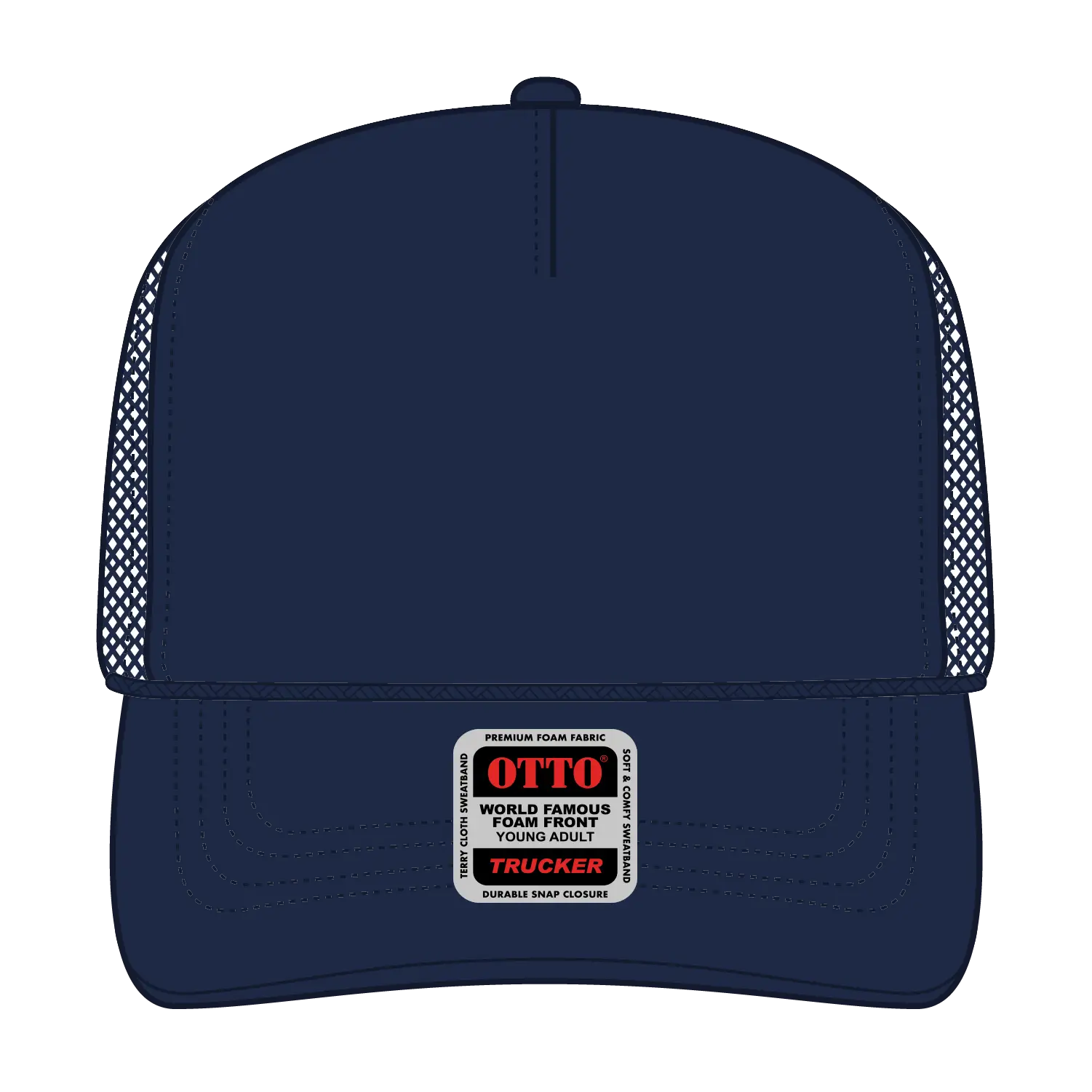 OTTO 39-165 5 Panel High Crown Mesh Back Trucker Cap - Navy - Navy / 6’’ - 7 1/8’’