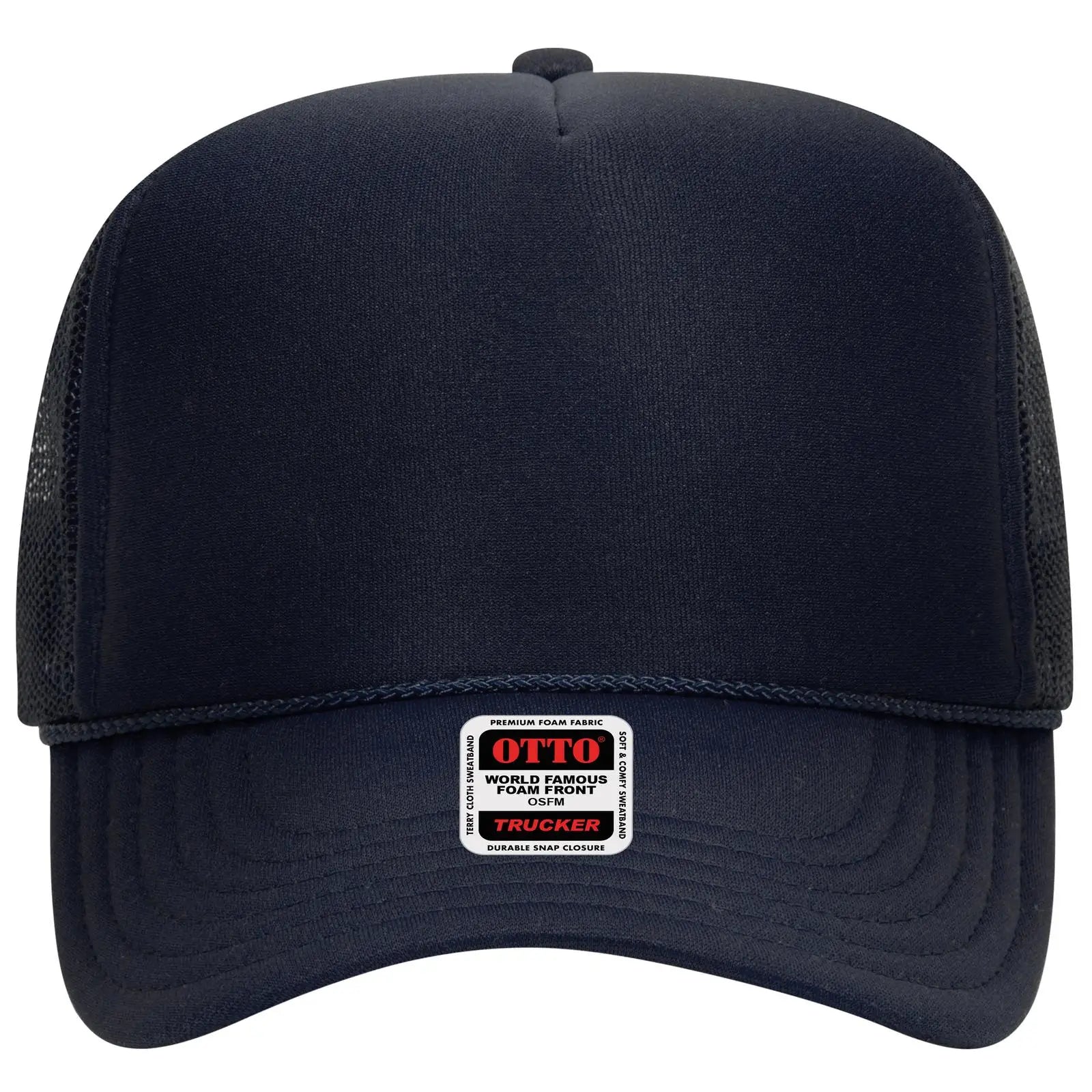 OTTO 39-165 5 Panel High Crown Mesh Back Trucker Cap - Navy