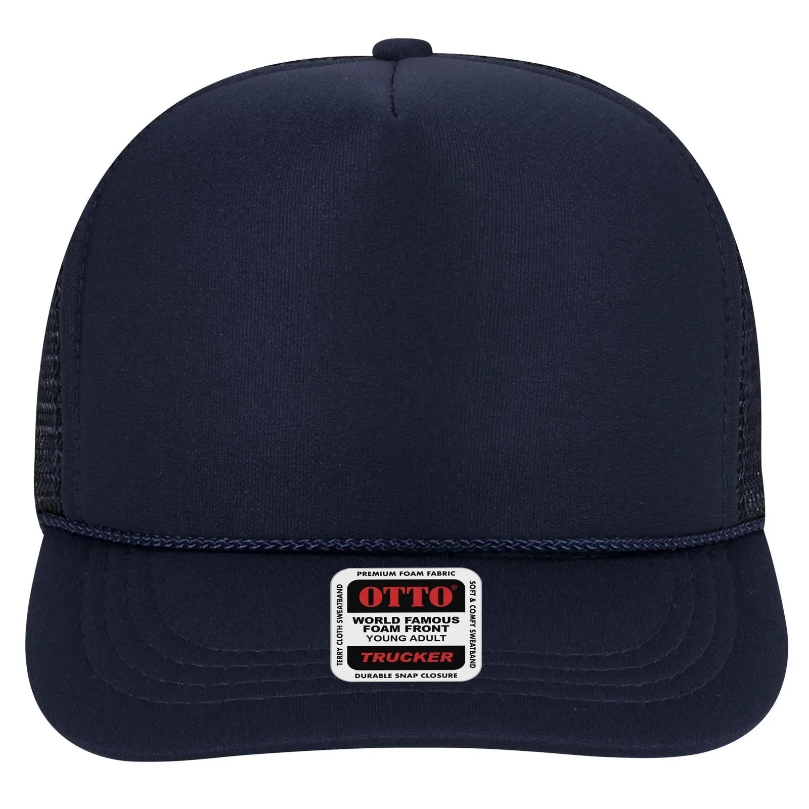 OTTO 39-165 5 Panel High Crown Mesh Back Trucker Cap - Navy