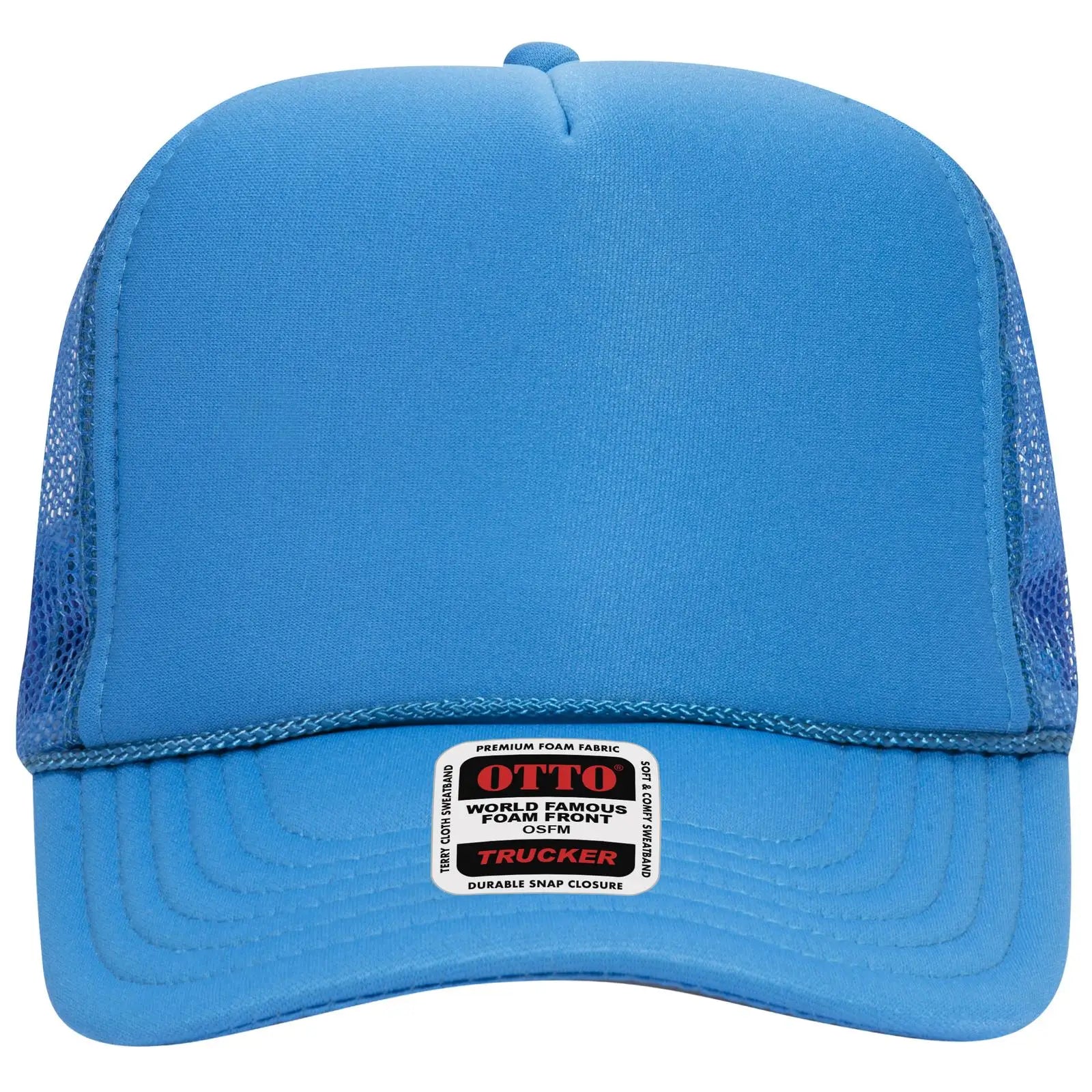 OTTO 39-165 5 Panel High Crown Mesh Back Trucker Cap - Neon Blue - Neon Blue / 6 1/2’’ - 7 5/8’’