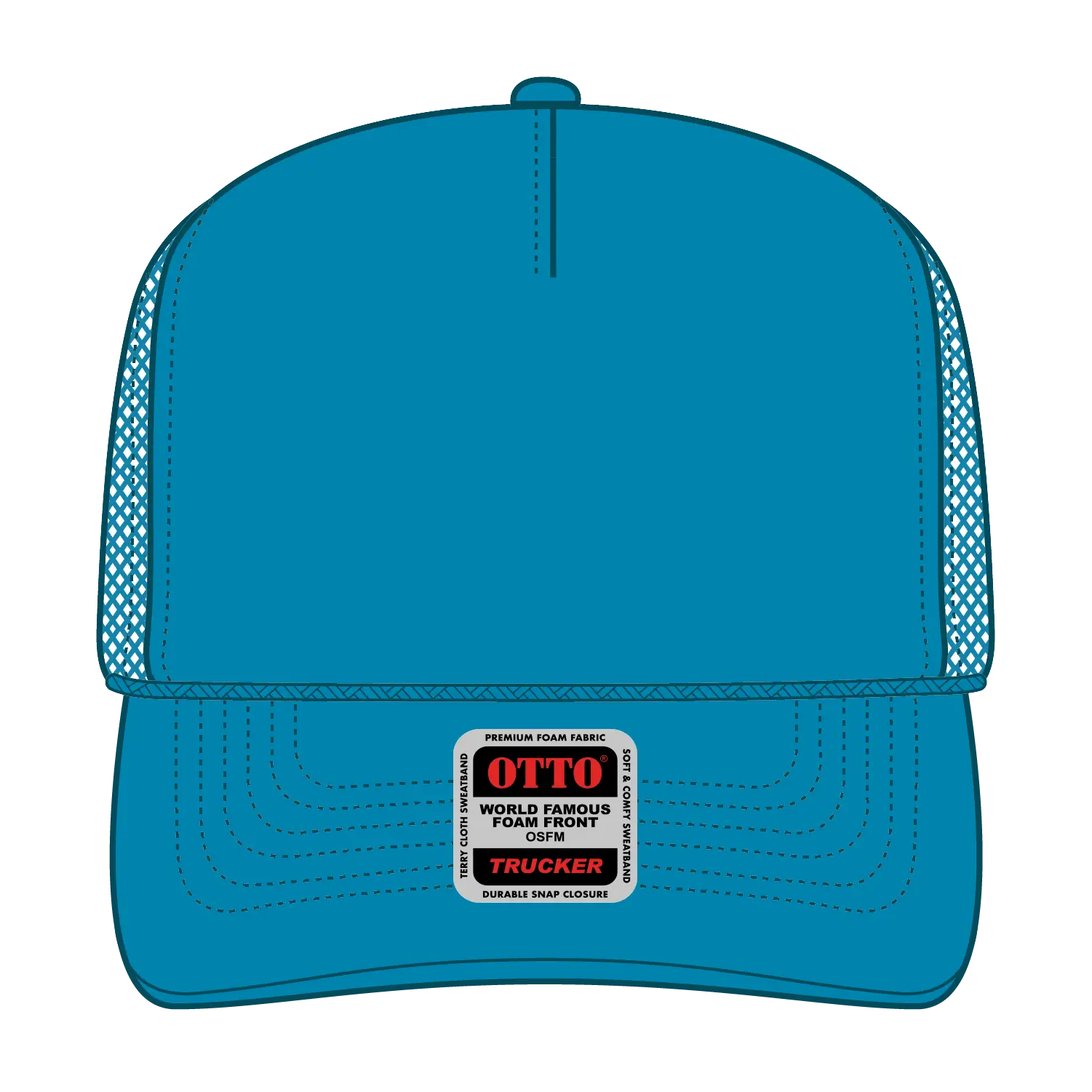 OTTO 39-165 5 Panel High Crown Mesh Back Trucker Cap - Neon Blue - Neon Blue / 6 1/2’’ - 7 5/8’’