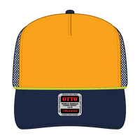 OTTO 39-165 5 Panel High Crown Mesh Back Trucker Cap - Nvy/Gld/Nvy - Nvy/Gld/Nvy / 6 1/2’’ - 7 5/8’’