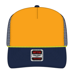 OTTO 39-165 5 Panel High Crown Mesh Back Trucker Cap - Nvy/Gld/Nvy - Nvy/Gld/Nvy / 6 1/2’’ - 7 5/8’’