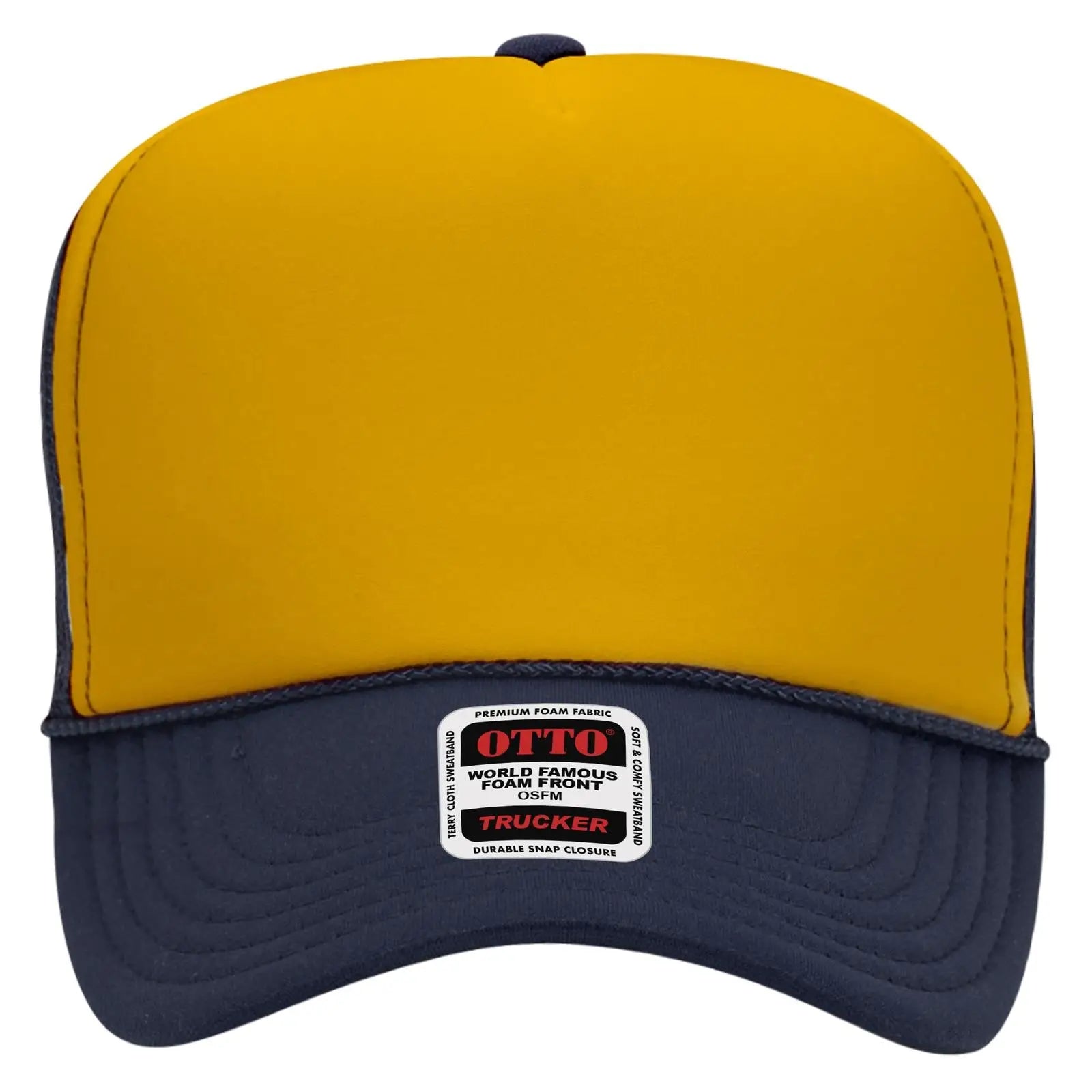 OTTO 39-165 5 Panel High Crown Mesh Back Trucker Cap - Nvy/Gld/Nvy - Nvy/Gld/Nvy / 6 1/2’’ - 7 5/8’’