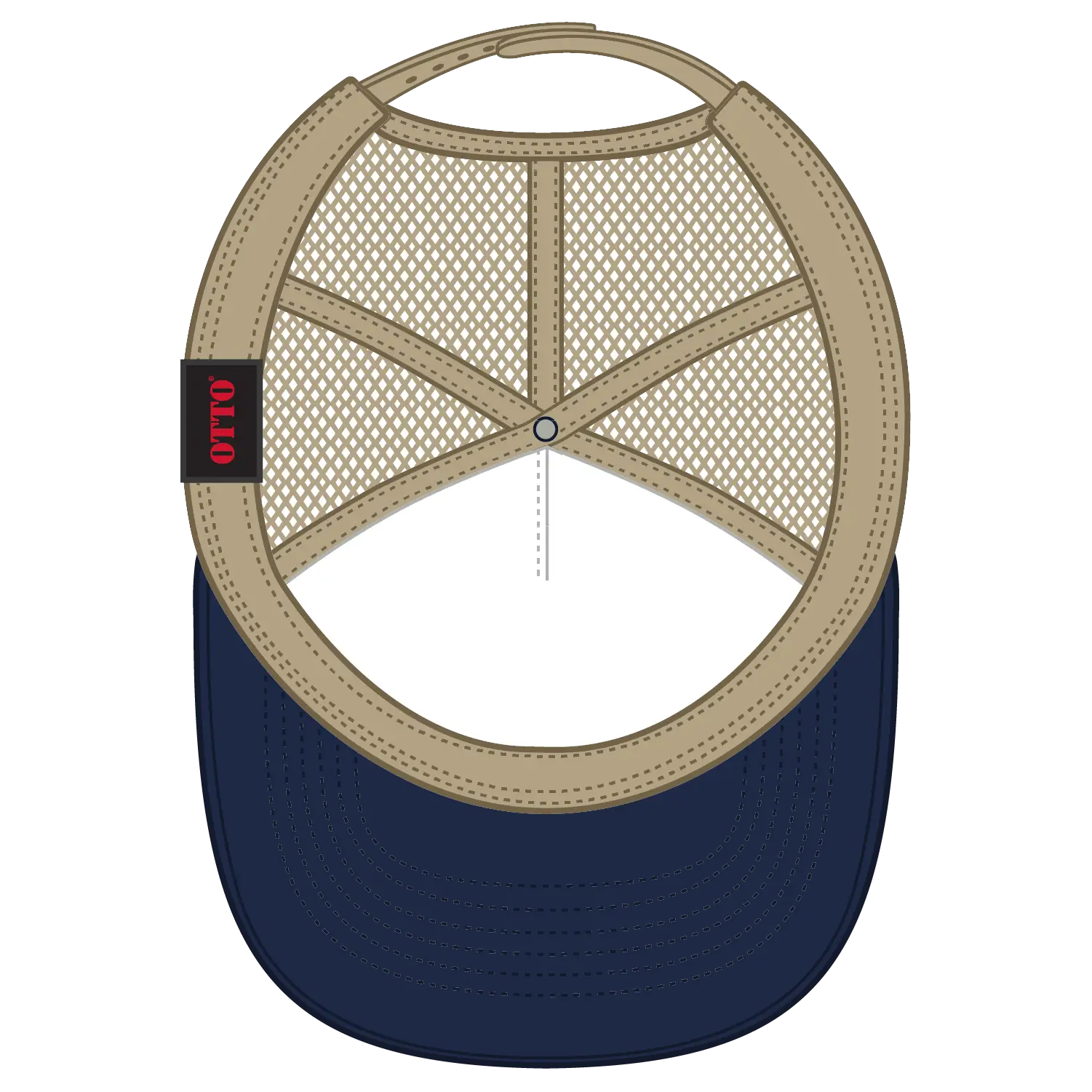 OTTO 39-165 5 Panel High Crown Mesh Back Trucker Cap - Nvy/Nvy/Kha - Nvy/Nvy/Kha / 6 1/2’’ - 7 5/8’’