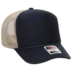 OTTO 39-165 5 Panel High Crown Mesh Back Trucker Cap - Nvy/Nvy/Kha - Nvy/Nvy/Kha / 6 1/2’’ - 7 5/8’’