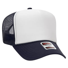 OTTO 39-165 5 Panel High Crown Mesh Back Trucker Cap - Nvy/Wht/Nvy