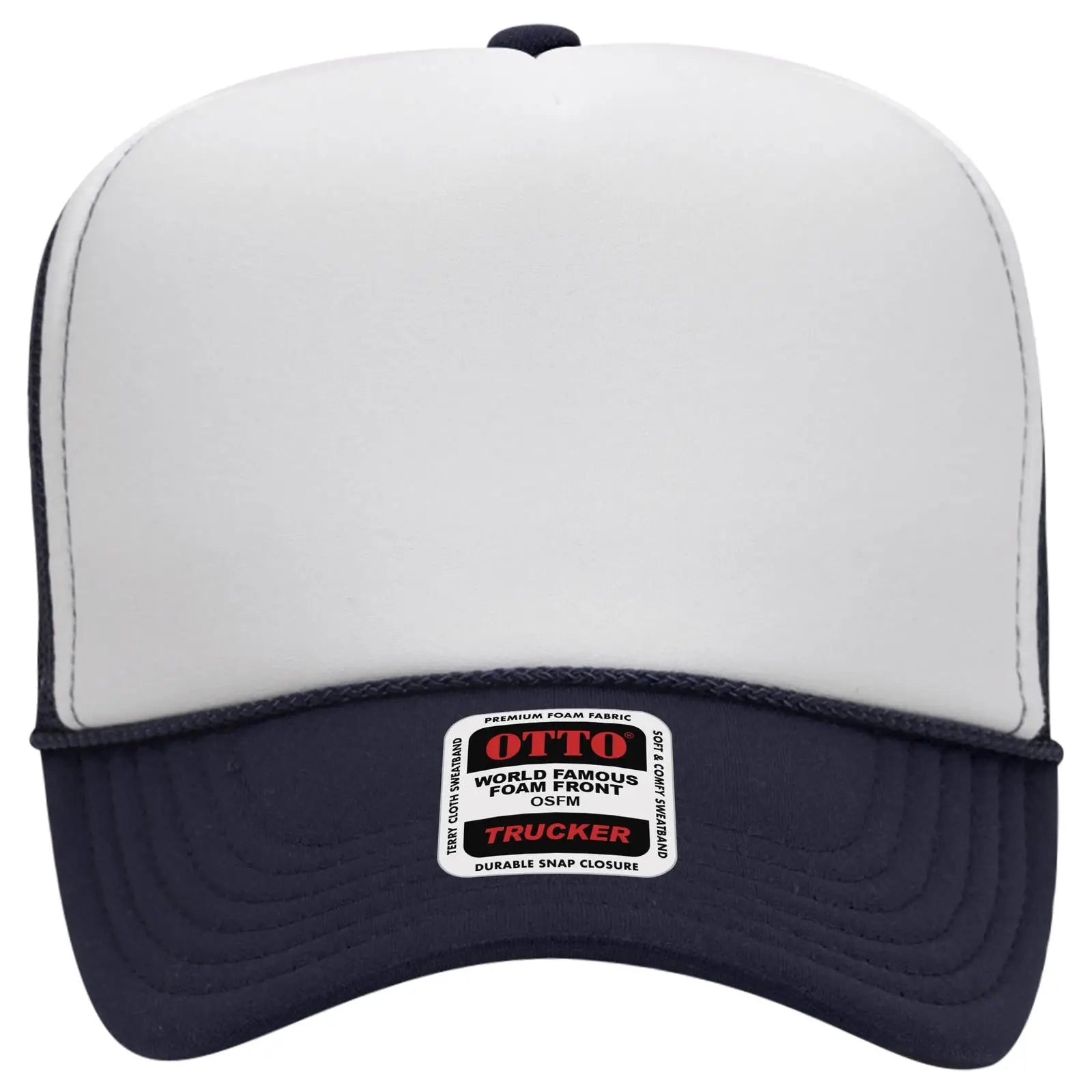 OTTO 39-165 5 Panel High Crown Mesh Back Trucker Cap - Nvy/Wht/Nvy