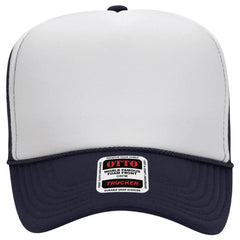 OTTO 39-165 5 Panel High Crown Mesh Back Trucker Cap - Nvy/Wht/Nvy