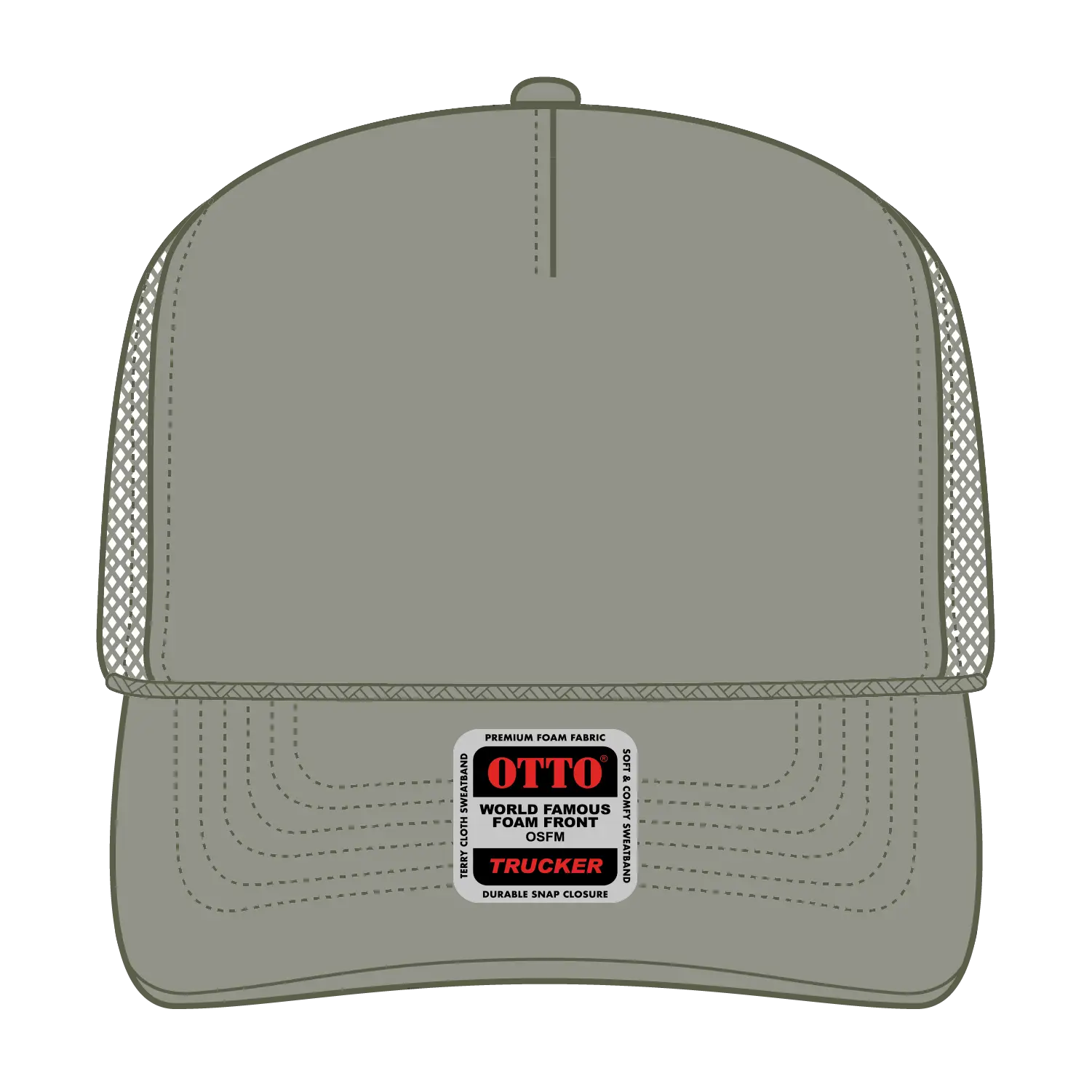 OTTO 39-165 5 Panel High Crown Mesh Back Trucker Cap - Ol. Green - Ol. Green / 6 1/2’’ - 7 5/8’’