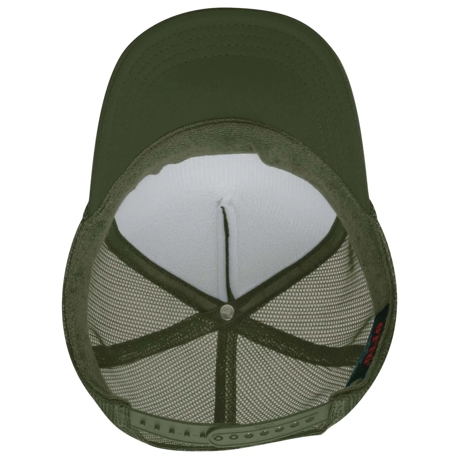 OTTO 39-165 5 Panel High Crown Mesh Back Trucker Cap - Ol. Green