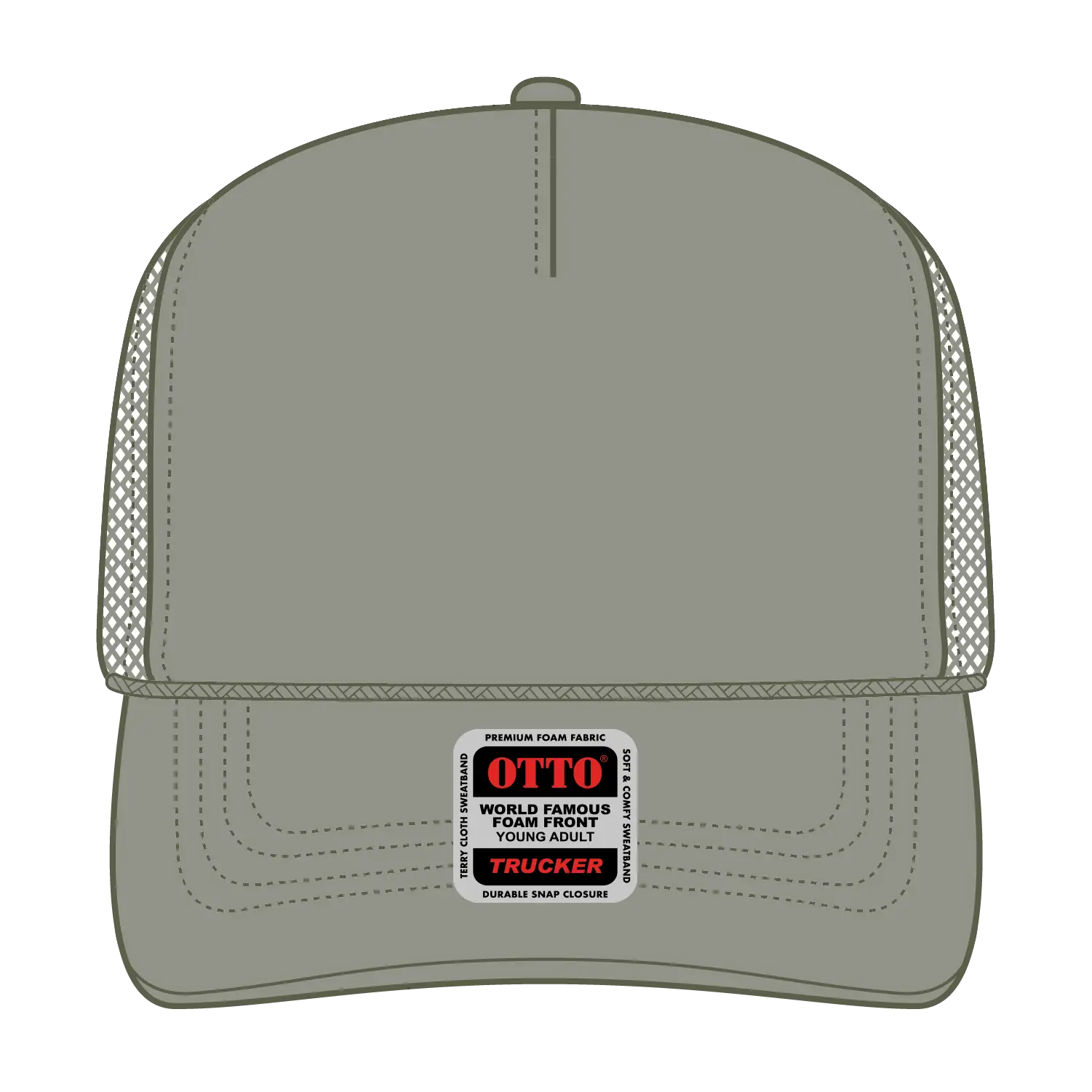 OTTO 39-165 5 Panel High Crown Mesh Back Trucker Cap - Ol. Green - Ol. Green / 6’’ - 7 1/8’’