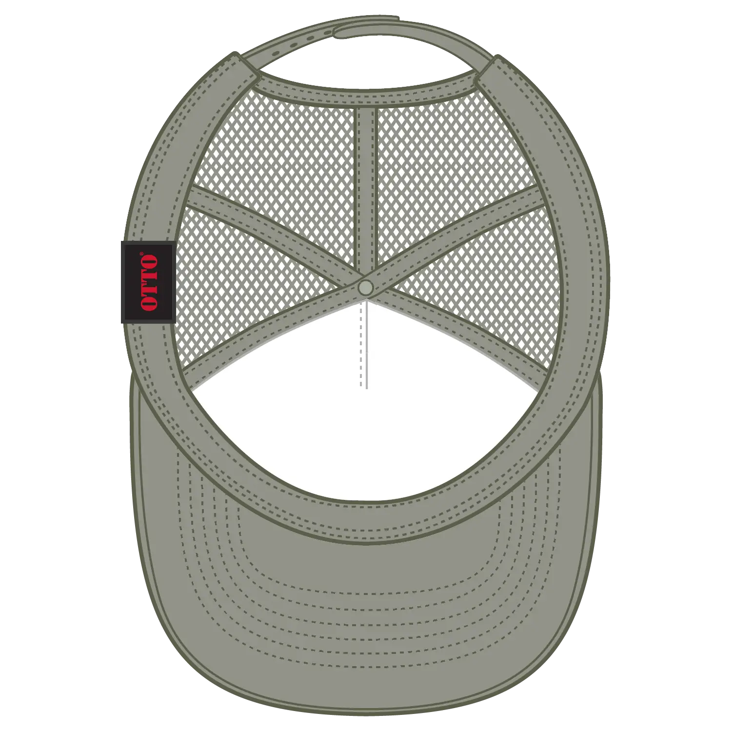 OTTO 39-165 5 Panel High Crown Mesh Back Trucker Cap - Ol. Green