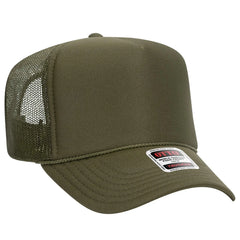OTTO 39-165 5 Panel High Crown Mesh Back Trucker Cap - Ol. Green
