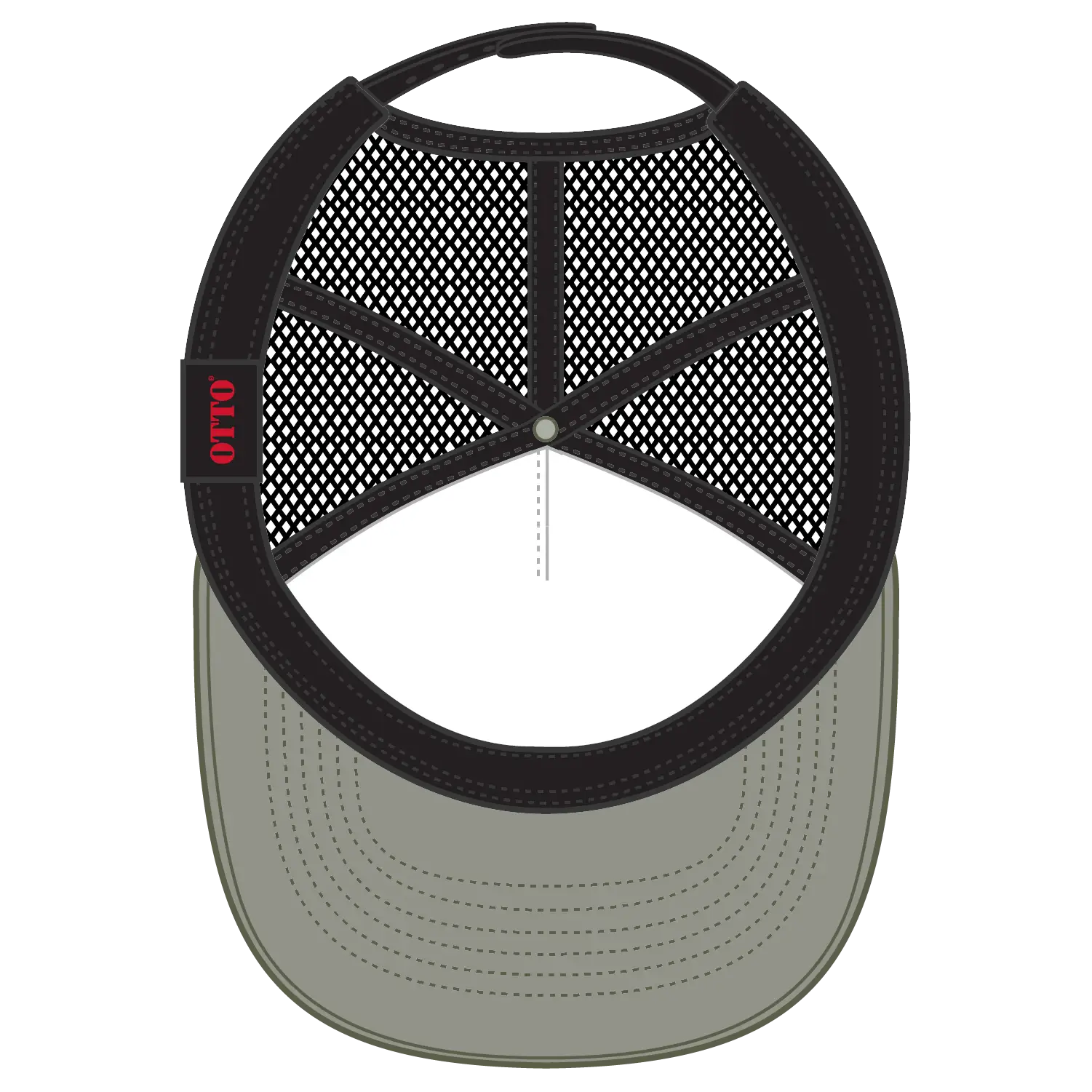 OTTO 39-165 5 Panel High Crown Mesh Back Trucker Cap - Ol.Grn/Ol.Grn/Blk - Ol.Grn/Ol.Grn/Blk / 6 1/2’’ - 7 5/8’’