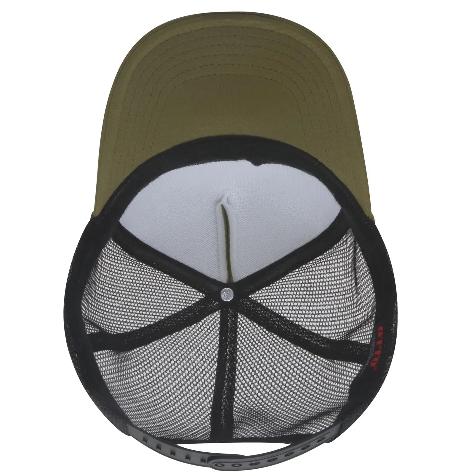 OTTO 39-165 5 Panel High Crown Mesh Back Trucker Cap - Ol.Grn/Ol.Grn/Blk - Ol.Grn/Ol.Grn/Blk / 6 1/2’’ - 7 5/8’’