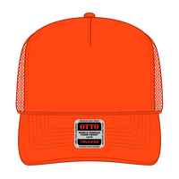 OTTO 39-165 5 Panel High Crown Mesh Back Trucker Cap - Orange - Orange / 6 1/2’’ - 7 5/8’’