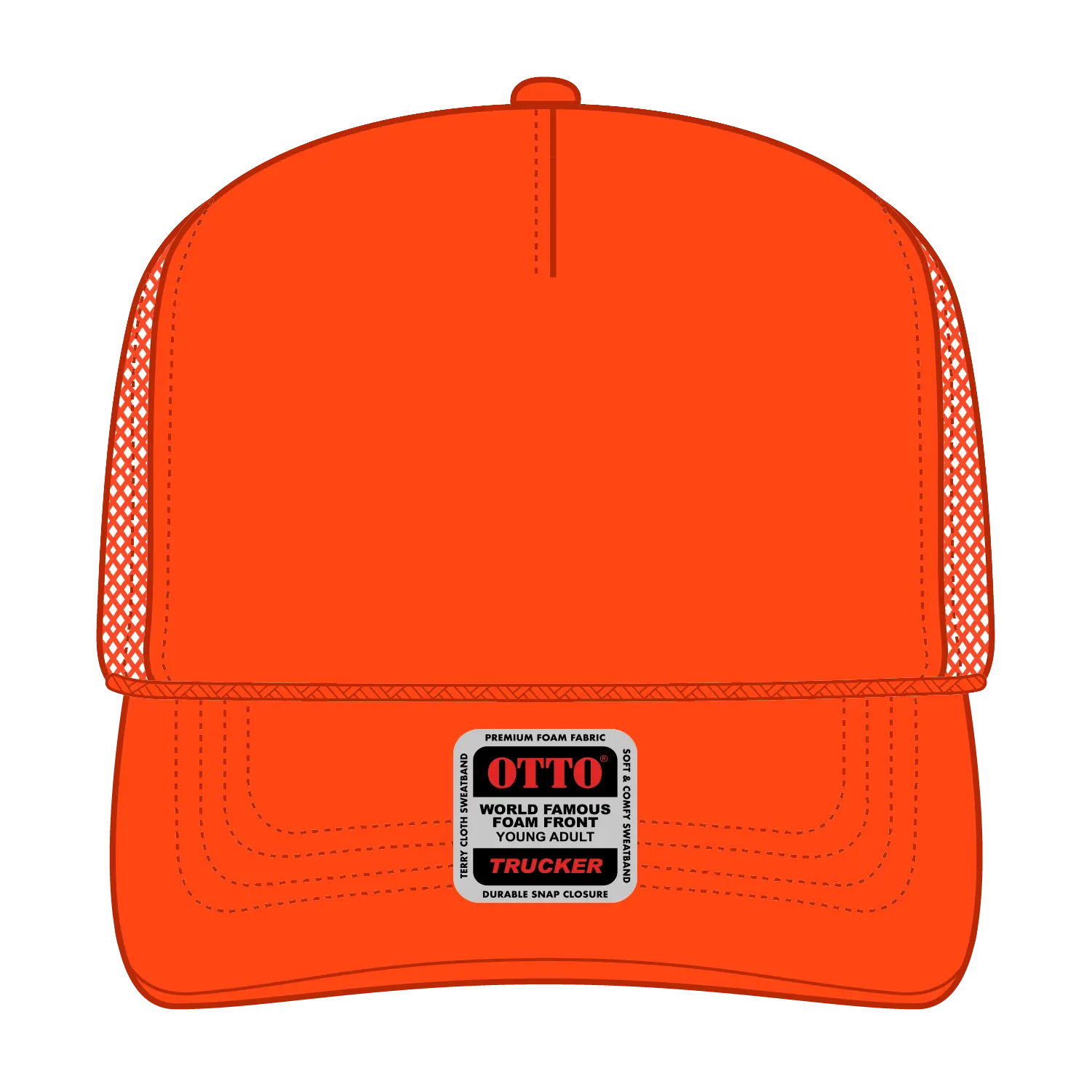 OTTO 39-165 5 Panel High Crown Mesh Back Trucker Cap - Orange - Orange / 6’’ - 7 1/8’’