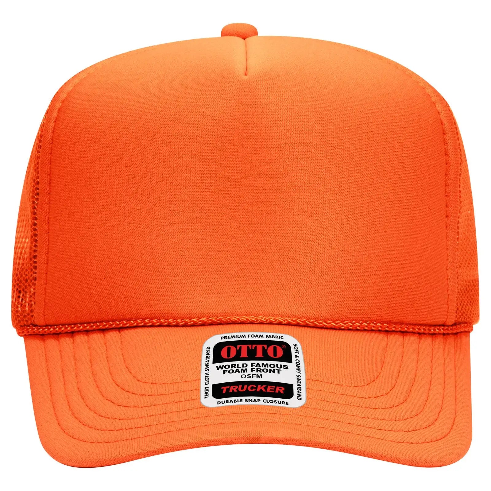 OTTO 39-165 5 Panel High Crown Mesh Back Trucker Cap - Orange