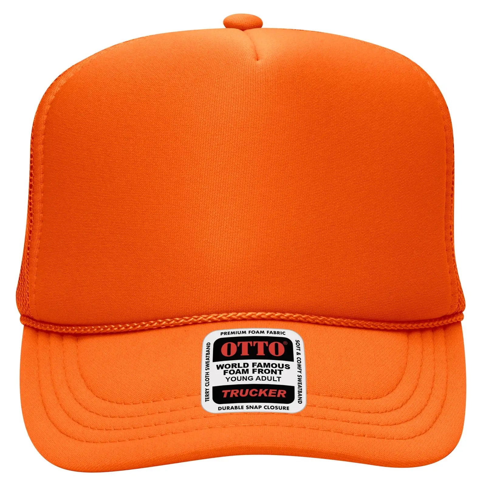 OTTO 39-165 5 Panel High Crown Mesh Back Trucker Cap - Orange