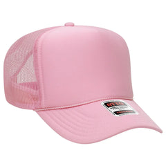 OTTO 39-165 5 Panel High Crown Mesh Back Trucker Cap - Pink