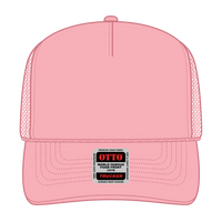 OTTO 39-165 5 Panel High Crown Mesh Back Trucker Cap - Pink - Pink / 6 1/2’’ - 7 5/8’’