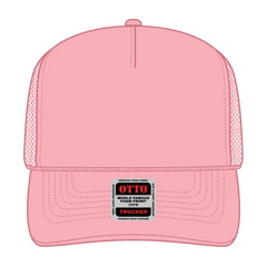 OTTO 39-165 5 Panel High Crown Mesh Back Trucker Cap - Pink - Pink / 6 1/2’’ - 7 5/8’’