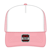 OTTO 39-165 5 Panel High Crown Mesh Back Trucker Cap - Pnk/Wht/Pnk - Pnk/Wht/Pnk / 6 1/2’’ - 7 5/8’’