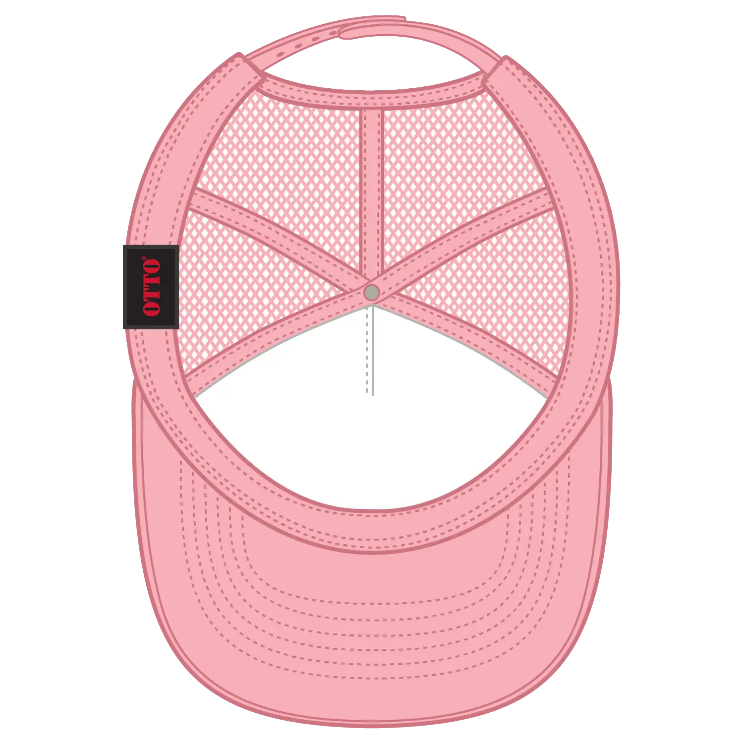 OTTO 39-165 5 Panel High Crown Mesh Back Trucker Cap - Pnk/Wht/Pnk - Pnk/Wht/Pnk / 6 1/2’’ - 7 5/8’’