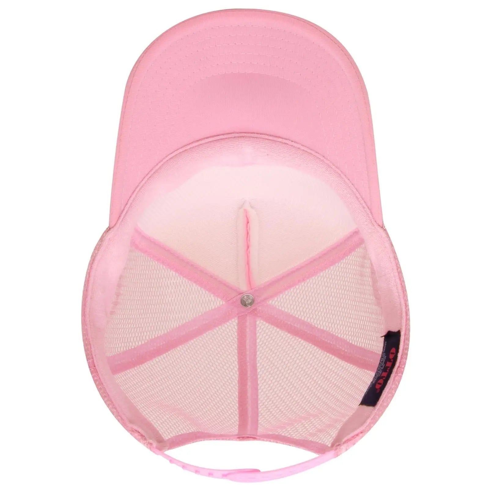 OTTO 39-165 5 Panel High Crown Mesh Back Trucker Cap - Pnk/Wht/Pnk - Pnk/Wht/Pnk / 6 1/2’’ - 7 5/8’’