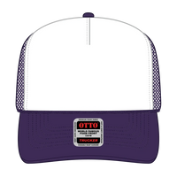 OTTO 39-165 5 Panel High Crown Mesh Back Trucker Cap - Pur/Wht/Pur - Pur/Wht/Pur / 6 1/2’’ - 7 5/8’’