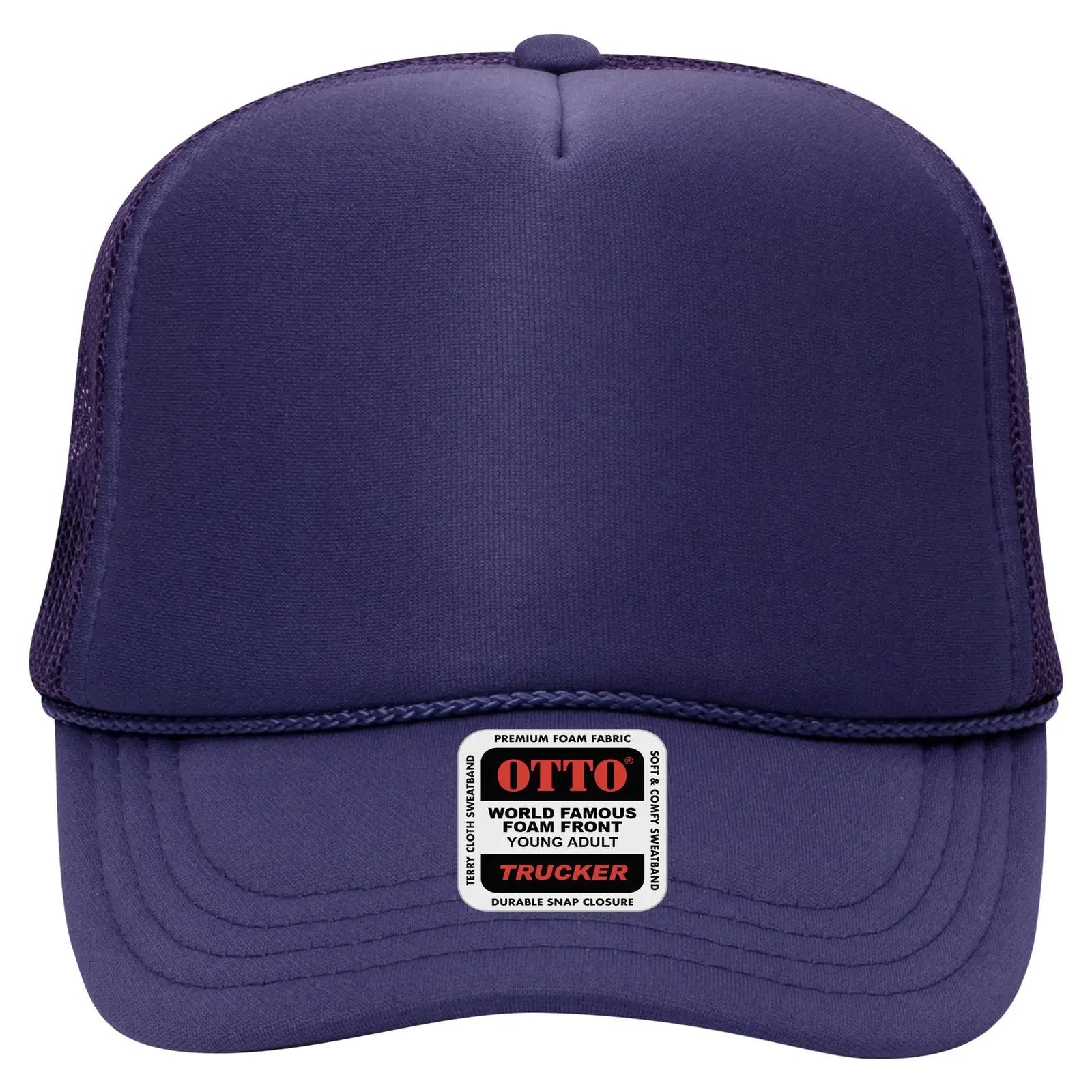 OTTO 39-165 5 Panel High Crown Mesh Back Trucker Cap - Purple