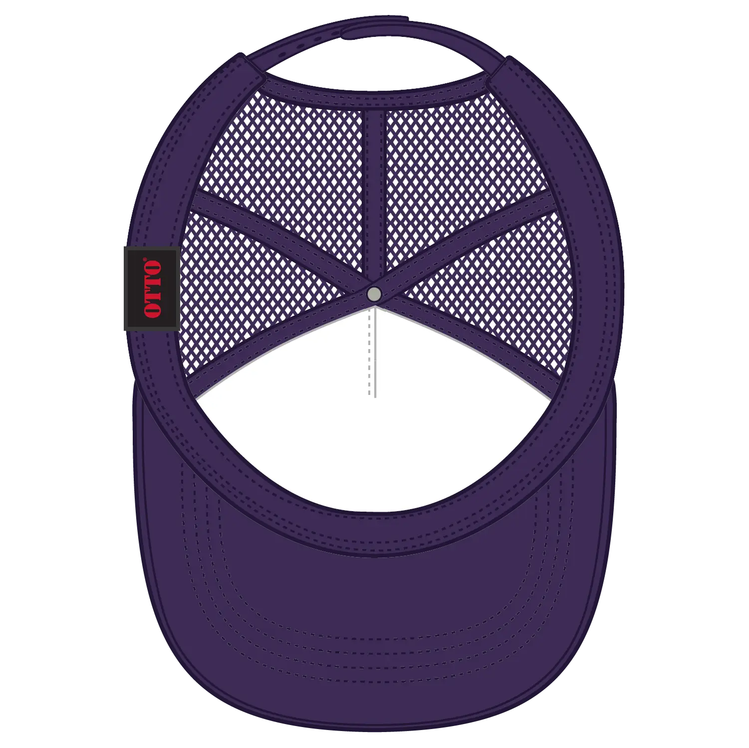 OTTO 39-165 5 Panel High Crown Mesh Back Trucker Cap - Purple