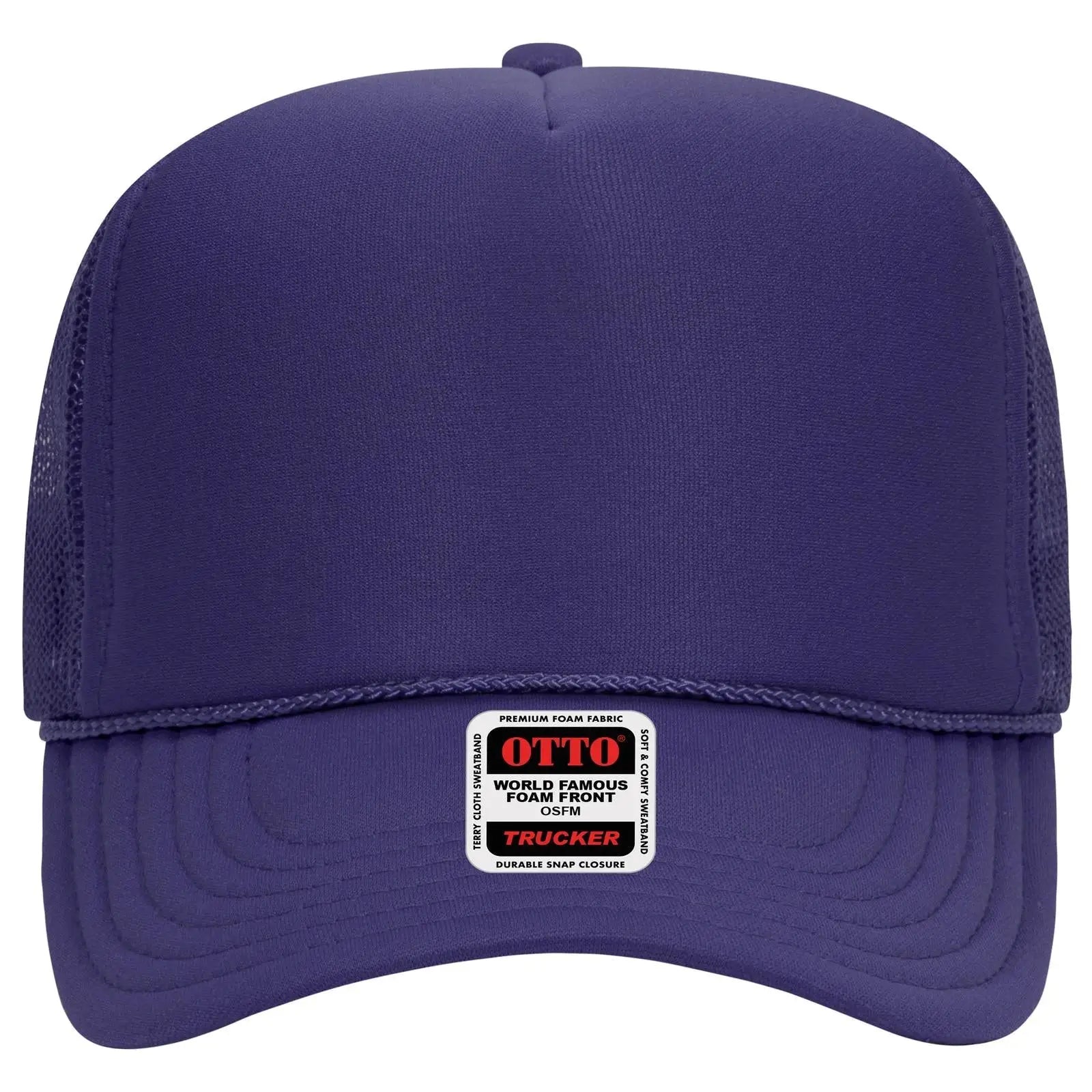 OTTO 39-165 5 Panel High Crown Mesh Back Trucker Cap - Purple