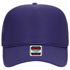 OTTO 39-165 5 Panel High Crown Mesh Back Trucker Cap - Purple