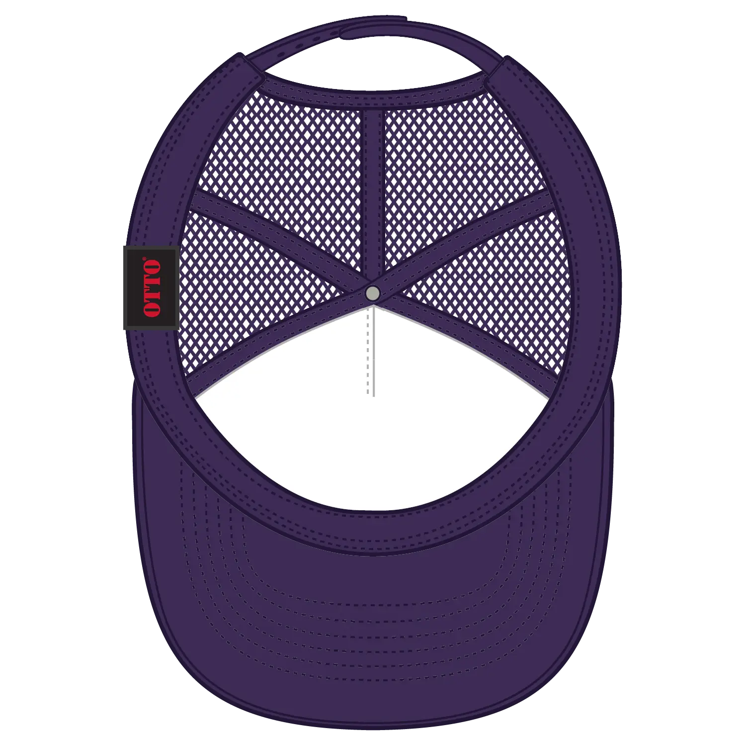 OTTO 39-165 5 Panel High Crown Mesh Back Trucker Cap - Purple