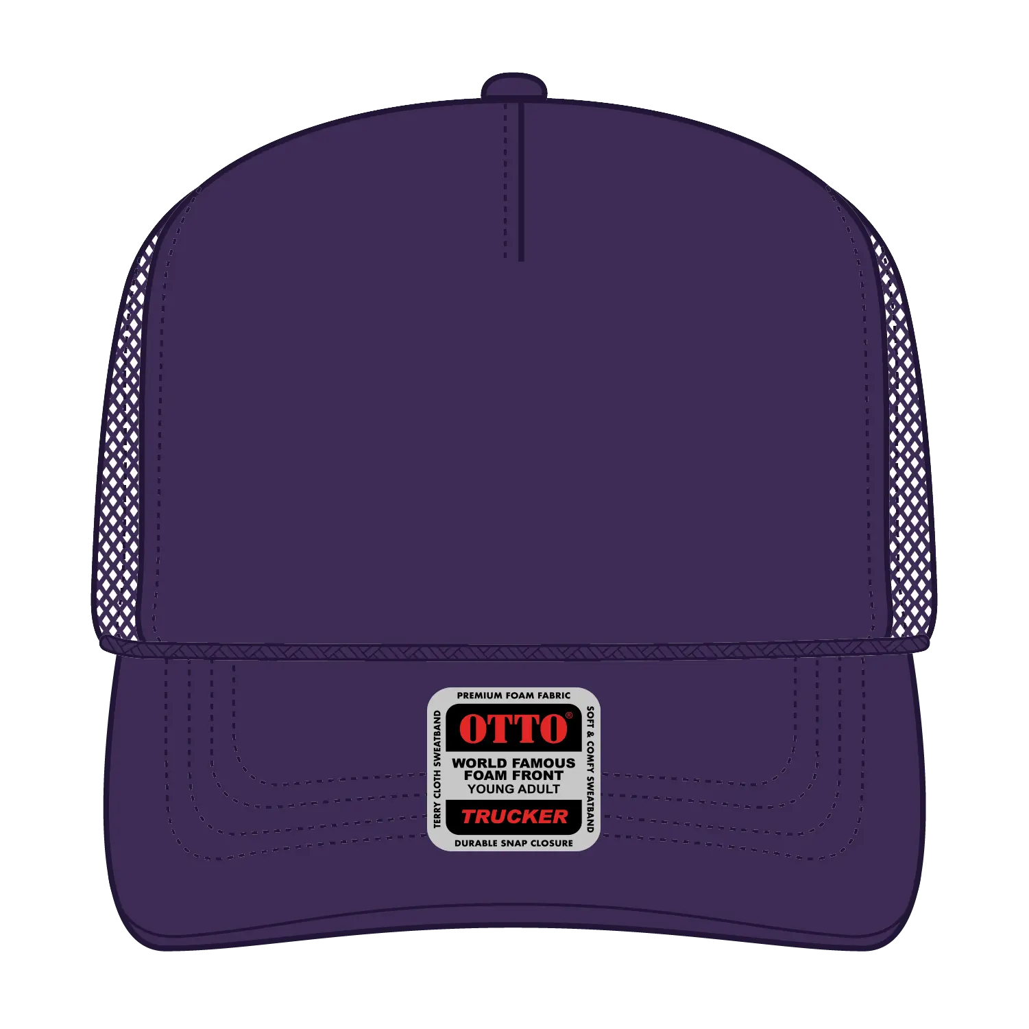 OTTO 39-165 5 Panel High Crown Mesh Back Trucker Cap - Purple - Purple / 6’’ - 7 1/8’’