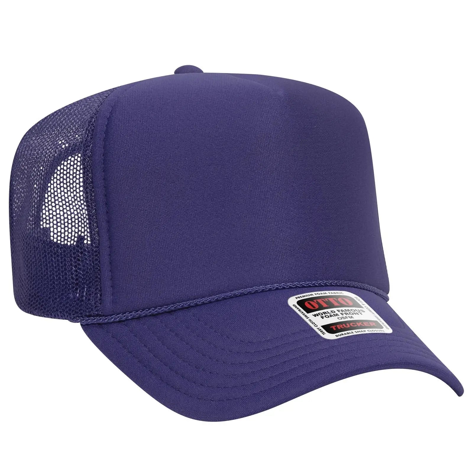OTTO 39-165 5 Panel High Crown Mesh Back Trucker Cap - Purple